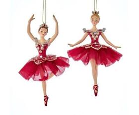E0662-one 6.25inch Tall Red Silver Ballet Ballerina Christmas Ornaments Set Of 3