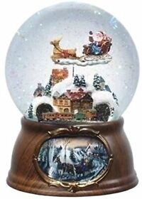 6.5inch Musical Rotating Santa Claus With Train Christmas Snow Globe Glitterdome