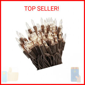 612 Vermont 100 Clear Mini Christmas String Lights On Brown Wire Cord Ul Approv