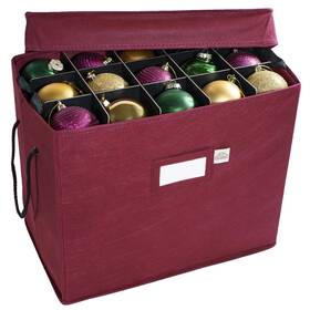 612 Vermont 855105008181 Christmas Ornament Storage Box With Adjustable Acid-free Dividers 4 Removabl