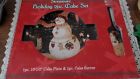 6642-078 Big Lots Cake Plate Vtg Stoneware Holiday Snowman Server Stores