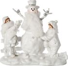 666810422182 Transpac Children Building Snowman Sparkling Figurine Christmas Decor