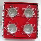 6985055 Williams Sonoma Snowflake Tiny Taper Holders Set Of Clear Glass
