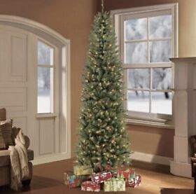 277-ffpt-75c35 7.5 Foot Pre-lit Fraser Fir Pencil Artificial Christmas Tree With 350 Clear Lights