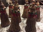 7.5 Tassels Unbranded Christmas Ornament Gold Set Of Eight Plastic Stones