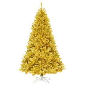 Us-2m22829 7.5ft Artificial Tinsel Christmas Tree Hinged With 1258 Tips Champagne Gold