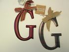 718540305744 Mud Pie Tin Initial Ornaments With Bows Plaid