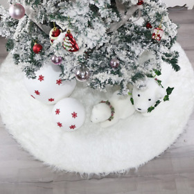 Skirt-72a 72 Inch Christmas Tree Skirt Extra Large Thick Luxury Snowy Faux Fur