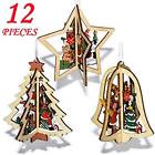 738920133224 Wooden Christmas Ornaments Hanging Set Of Centerpieces For