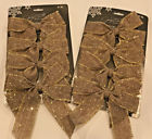 789601162996 Jaclyn Smith Burlap Gold Glitter Bows Holiday Christmas
