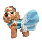 79-80732 December Diamonds Poodle Dog In Blue Dress Christmas 807962807322