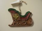 795902218669 Hallmark Ornament Santas Sleigh Wooden Look Carved Red