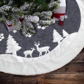 7felicity 799410318385 Christmas Tree Skirt Fur Rustic White Xmas Snowy Trees