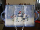 800710129868 Maxcera Snowmen Flag Americana Patriotic Relish Tray Ceramic