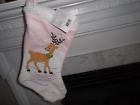 8188432441 Holiday Living Babys First Christmas Stocking Pink Reindeer Design