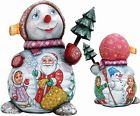 821589 G.debrekht Woodcarving Snowgirl With Santa