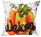 0965876 85174 Fall Welcome Bright Orange Pumpkin Canvas Throw Pillow 096587851746