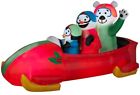 88259x Gemmy Inflatable Bobsled Team Penguin Snowman And Teddy 0086786882597