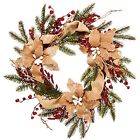 8wr064 Evergreen Enterprises Burlap Poinsettia Flower