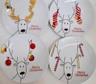 904578g Cordon Bleu Set Of Merry Christmas Reindeer Salad Dessert Plates