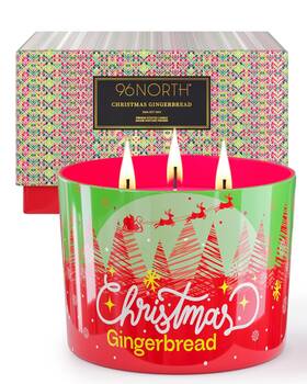 Christmas1306 96north Luxury Christmas Candle Gingerbread Scented Large 3-wick Red