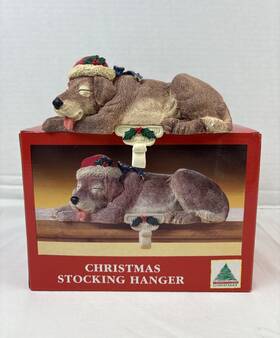 Gxa02582 A Birthday To Cherish Christmas 018369004850 Vintage Unused Brown Dog Stocking Hanger In Box