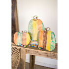 A2209 Kalalou Recycled Painted Wooden Pumpkins Set Of Three 841628117530