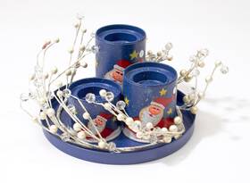 Abc 884916259772 Christmas Santa Votive Candleholder Set 5 Piece Metal 8 Inch Diameter