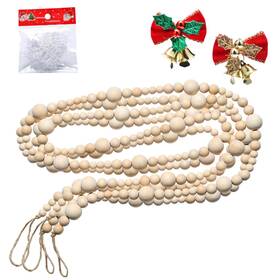 Abitoncc 778107131711 2pcs 86in Christmas Wood Bead Garland Creative Wooden Beads For Christma