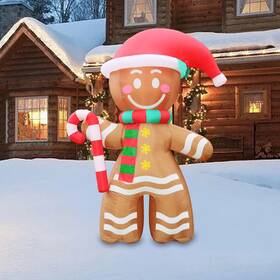 2810 Action Air 7.9 Ft Giant Inflatable Gingerbread Man Christmas Decoration Outd