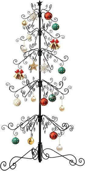 Adubenry 711181772562 Metal Christmas Tree 144 Ornament Hooks 76inch Black D