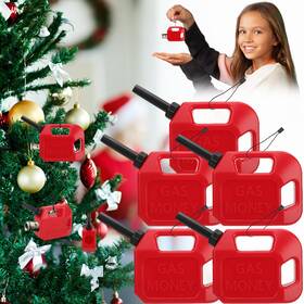 Aelvours 707091915199 Gas Can Ornament Money Holder - 2024 Christmas Red Resin Fun