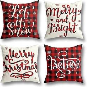 Aetegit 725983729709 Christmas Decorations Pillow Covers 20x20 Inches Set Of 4 Farmhouse