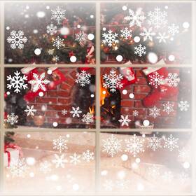 Afmivs 610625553241 Inch 321pcs Snowflake Window Clings For Glass Windows 9 Sheets Christmas