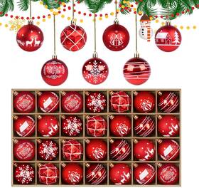 Yyus-hy3793 Agoer Red White Christmas Balls 28 Ball For Trees Decorations 6