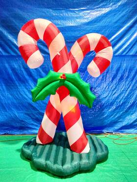 M396 Air Characters Y113 8ft Blown Inflatable Christmas Candy Canes With Holly -