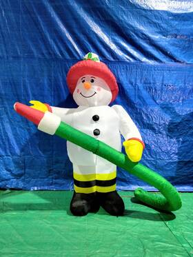 B645-y164l Air Characters Y164 7ft Blown Inflatable Christmas Fire Fighter Snowman With Hose