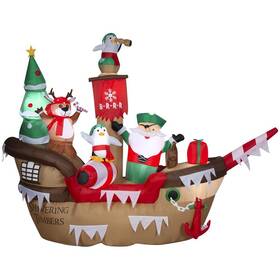 112862 Airblown 191245128625 10ft Gemmy Christmas Pirate Ship Scene Yard Decoration