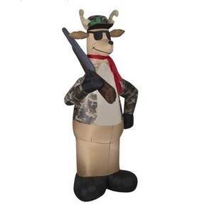 Airblown Inflatable 191245113669 Christmas 6ft Camo Reindeer Hunter Holding Rifle By Gemmy