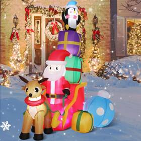 Snm-001 Akeydiy Inflatable Santa Claus On Sleigh With Reindeer And Gift Box 6ft Christmas Infla
