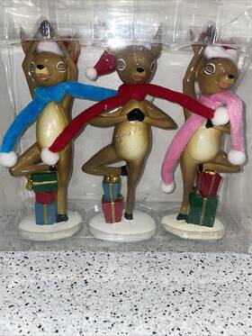 2127586 Allen Roth Christmas Resin Dancing Reindeer Box Set Three Pack
