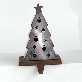 Allen Roth 805780357111 Christmas Tree Tin Metal Stocking Hanger Rustic Cottagecore Country