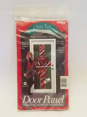 C122 Allied Plastics Vintage Happy Holidays Christmas Gift Ribbon 6 Ft Plastic Door Panel Usa