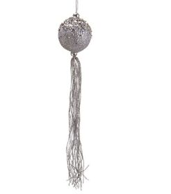 Allstate 12inch Seasons Of Elegance Silver Glitter Christmas Ball Ornament Tassel