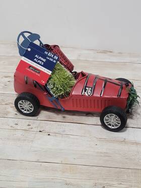 Alpines Tabletop Decor 191518409741 New Christmas Decoration Tree Metal Derby Car Collectible Alpine 5 Inch