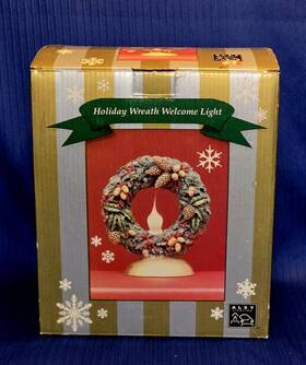 37691 Alsy Lighting Vtg. Christmas Holiday Wreath Welcome Light By