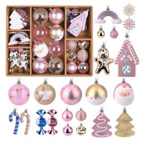 Alupssuc 975788648079 65pcs Christmas Balls Ornaments Set Shatterproof Plastic Baubles Gold Gingerbrea