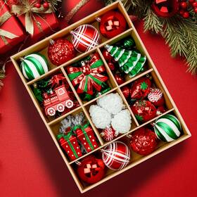 Alupssuc 975788648390 82pcs Christmas Balls Ornaments Delightful Classic Gift Set Shatterproof Plastic