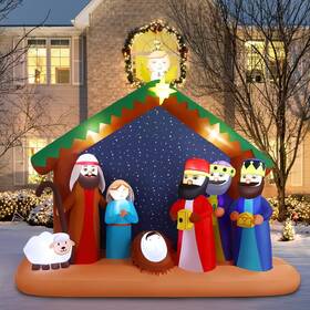 Rh-120-2500u4 Alupssuc 8ft Christmas Inflatable Nativity Scene Decoration With Built-in Led Lights