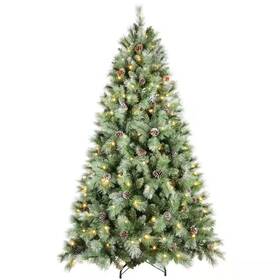 1348 Ama Pear 726084236530 7 Ft. Christmas Tree With 400 Warm White Led Lights Tips 82 Pine Cones H
